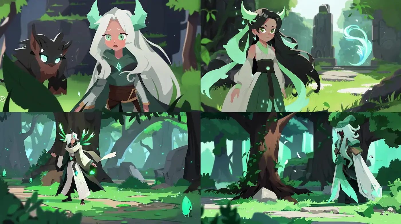 Lush Fantasy Realism with Vibrant Nature and Character Design - Midjourney sref style