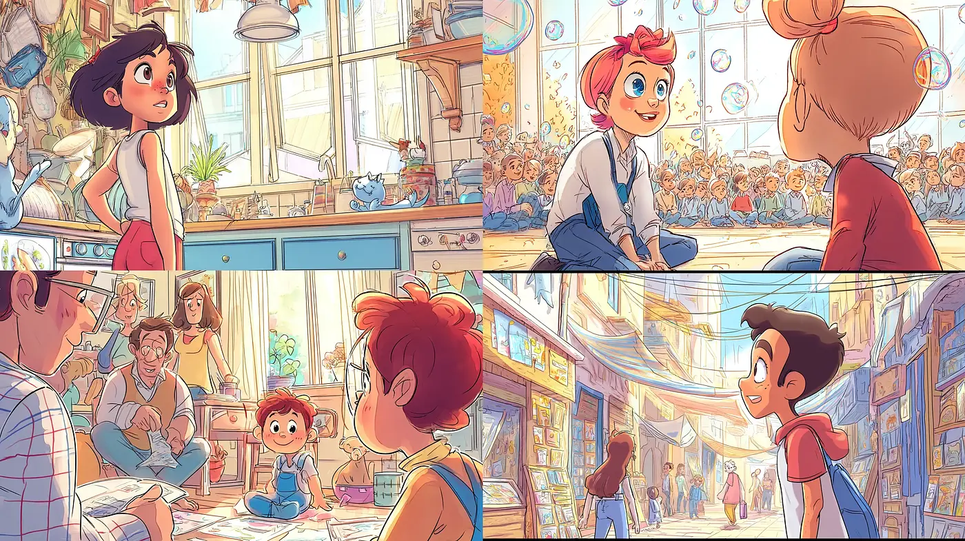 Whimsical and Vibrant Illustrations Reflecting Childhood Wonders - Midjourney sref style