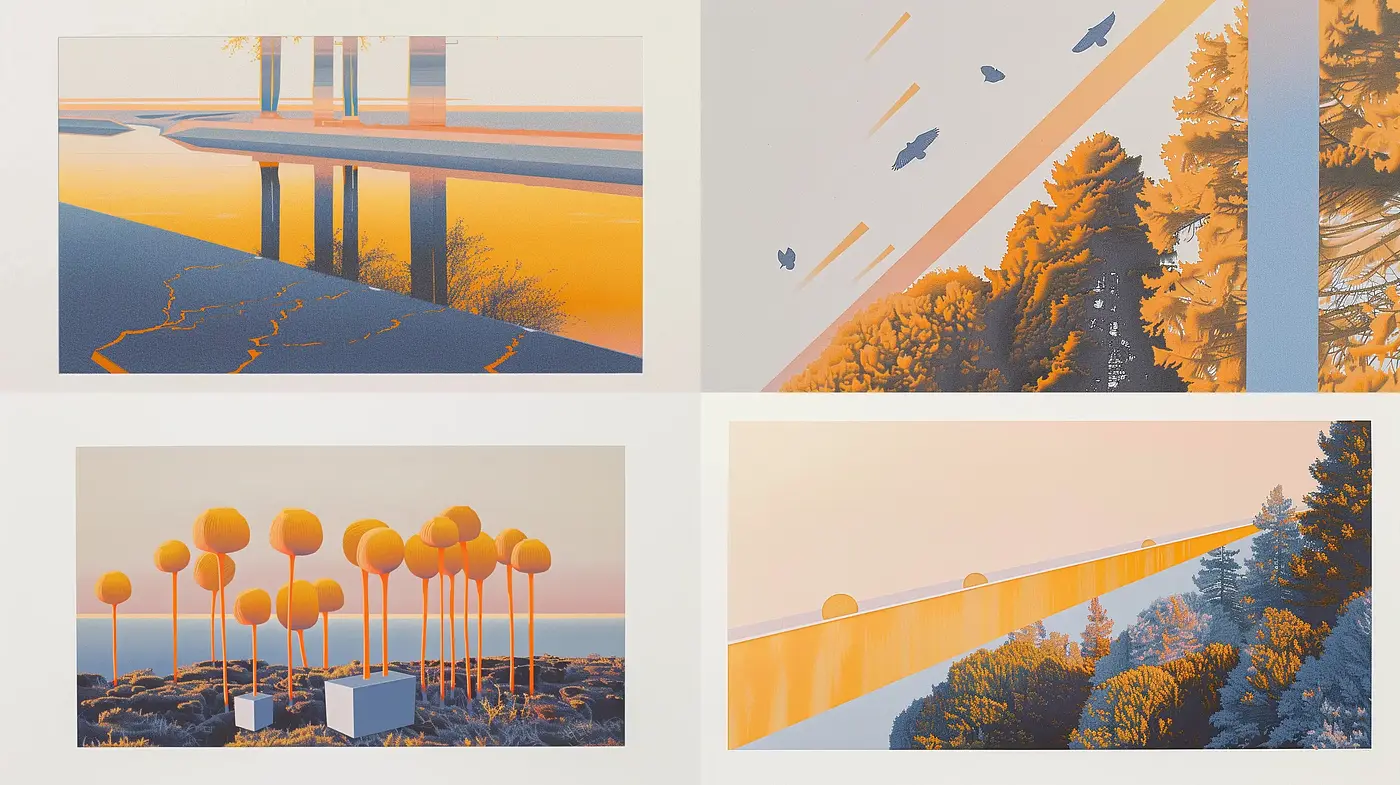 Ethereal Dawn: A Harmonious Blend of Pastel Serenity and Geometric Tranquility - Midjourney sref style