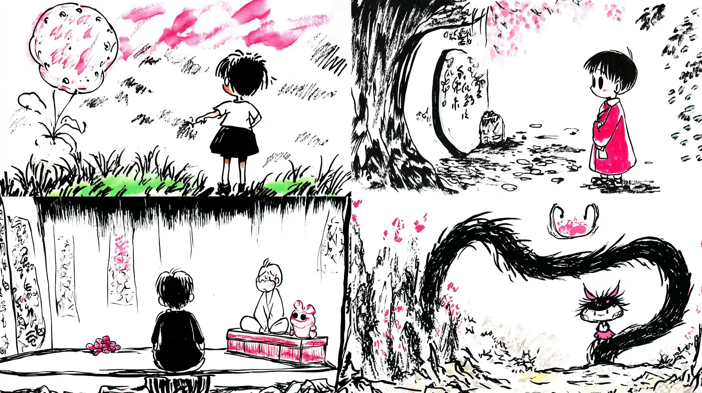Whimsical Ink Sketch Storybook Essence - Midjourney sref style