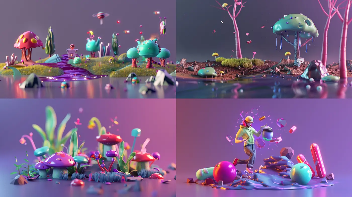 Surreal Dreamscapes Rendered in Lush Cotton Candy Hues - Midjourney sref style
