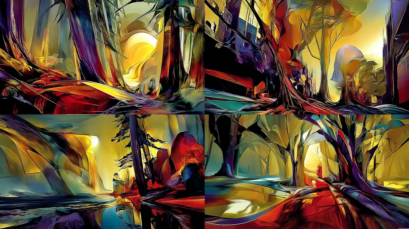 Vividly Expressive Landscapes with Surreal Fluidity - Midjourney sref style