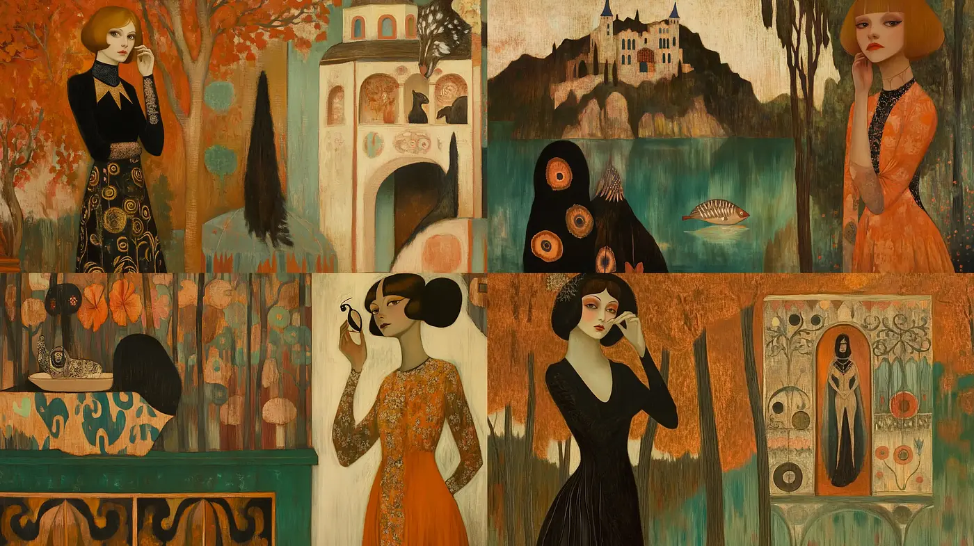 Autumnal Elegance in Stylized Enigmatic Portraiture - Midjourney sref style