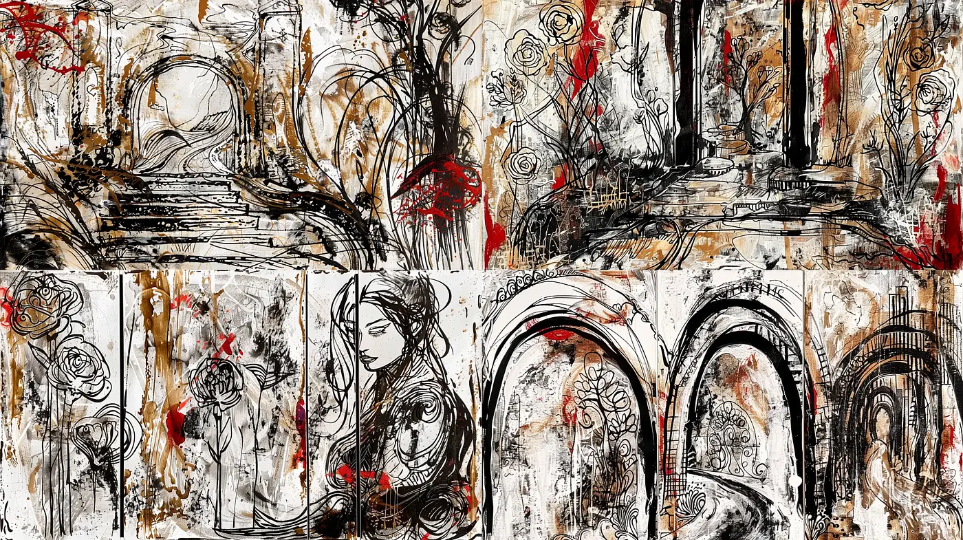 Abstract Introspection: An Evocative Journey through Gestural Brushwork and Red-Black Tones - Midjourney sref style