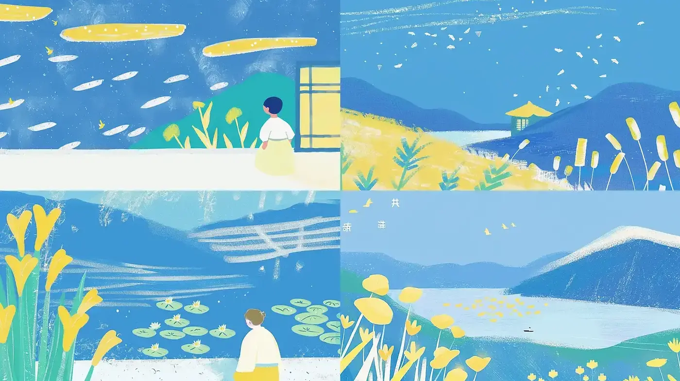 Serene and Dreamy Landscapes with a Touch of Illustration - Midjourney sref style