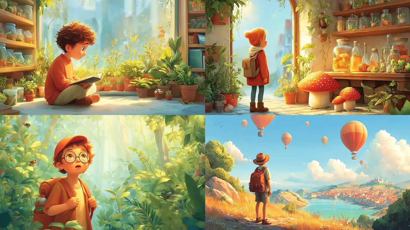 Whimsical and Enchanting Illustrations with Lush Nature Elements - Midjourney sref style