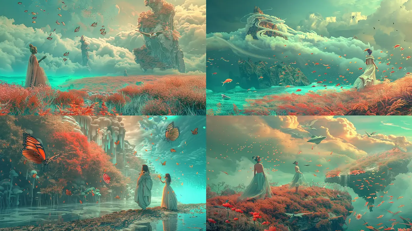 Ethereal Dreamscapes in Surrealist Hues - Midjourney sref style