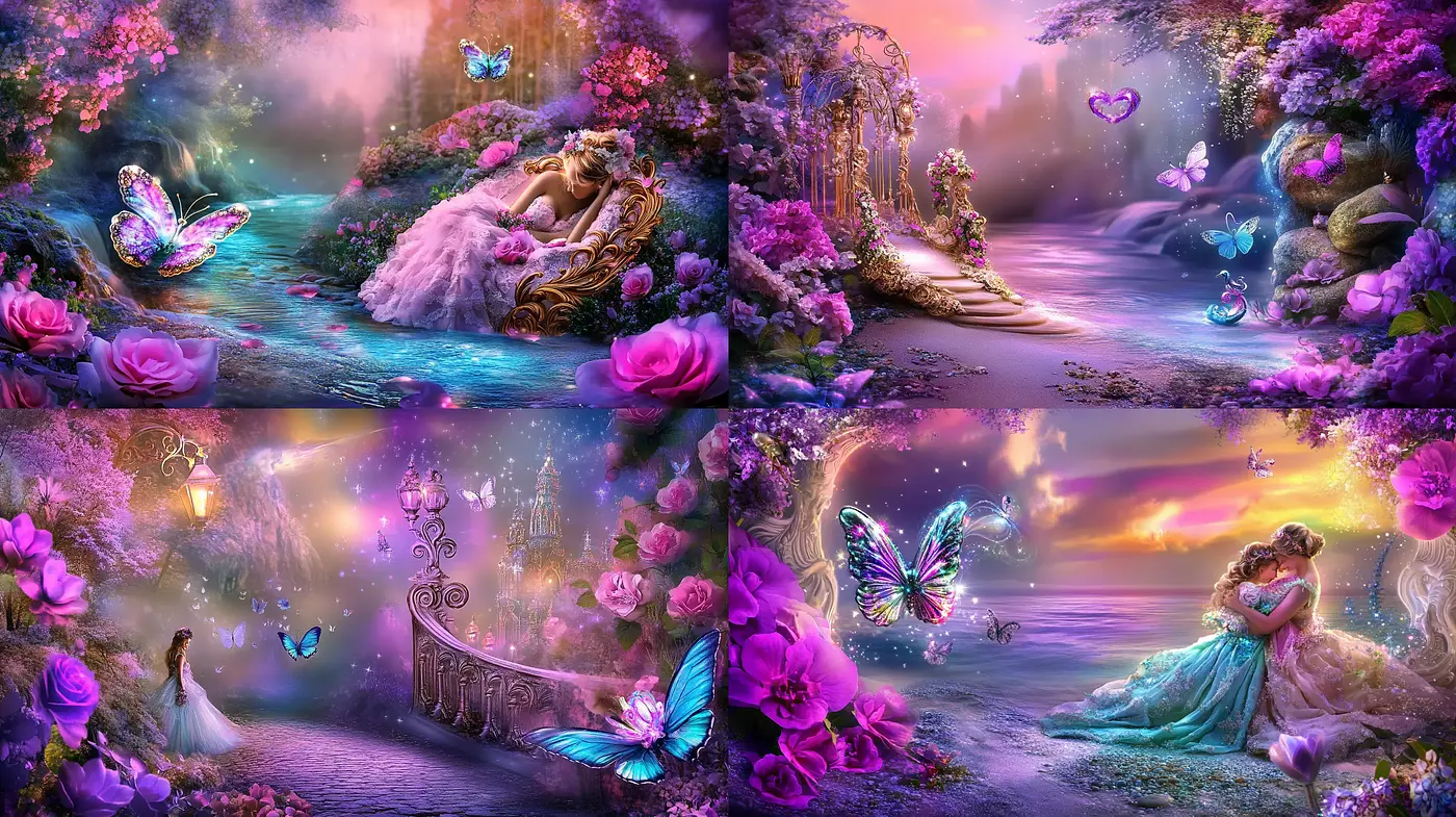 Enchanted Twilight Gardens: A Whimsical Fusion of Fantasy and Photorealism - Midjourney sref style