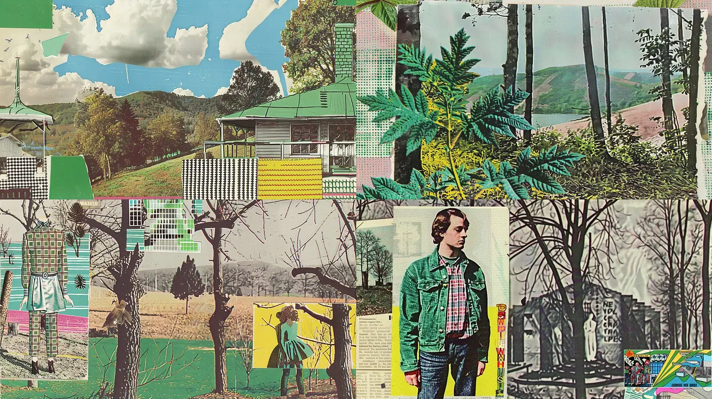 Patchwork of Pastel Dreams and Earthy Tones: A Collage of Retro-Inspired Serenity - Midjourney sref style