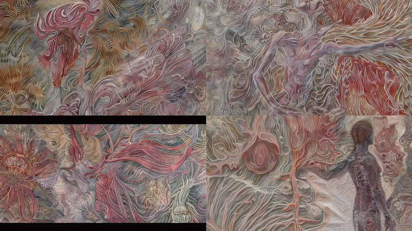 Whirls and Swirls of Dreamlike Organic Textures - Midjourney sref style