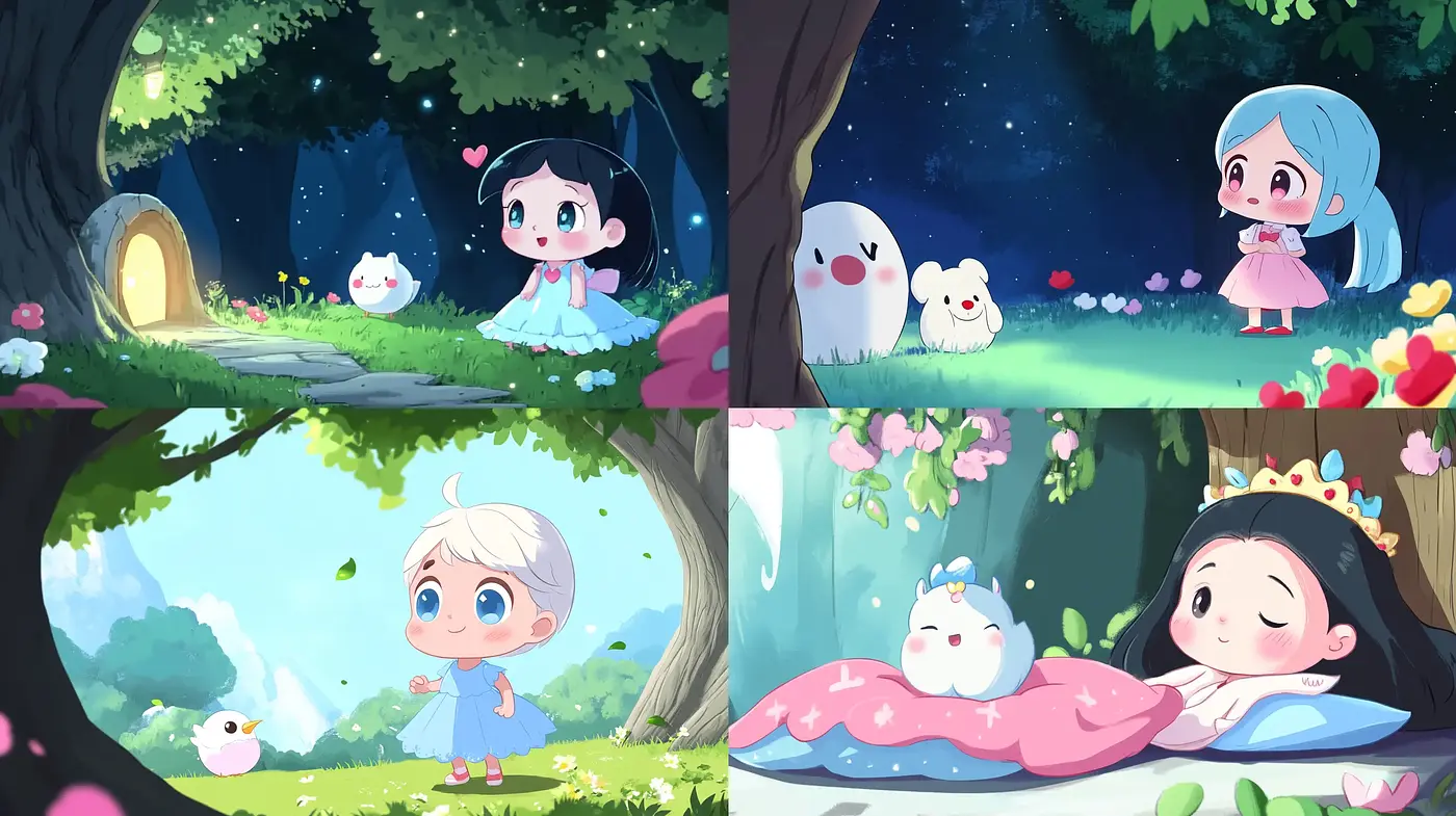 Enchanted Storybook Whimsy: An Anime-Influenced Journey in Pastel Hues - Midjourney sref style