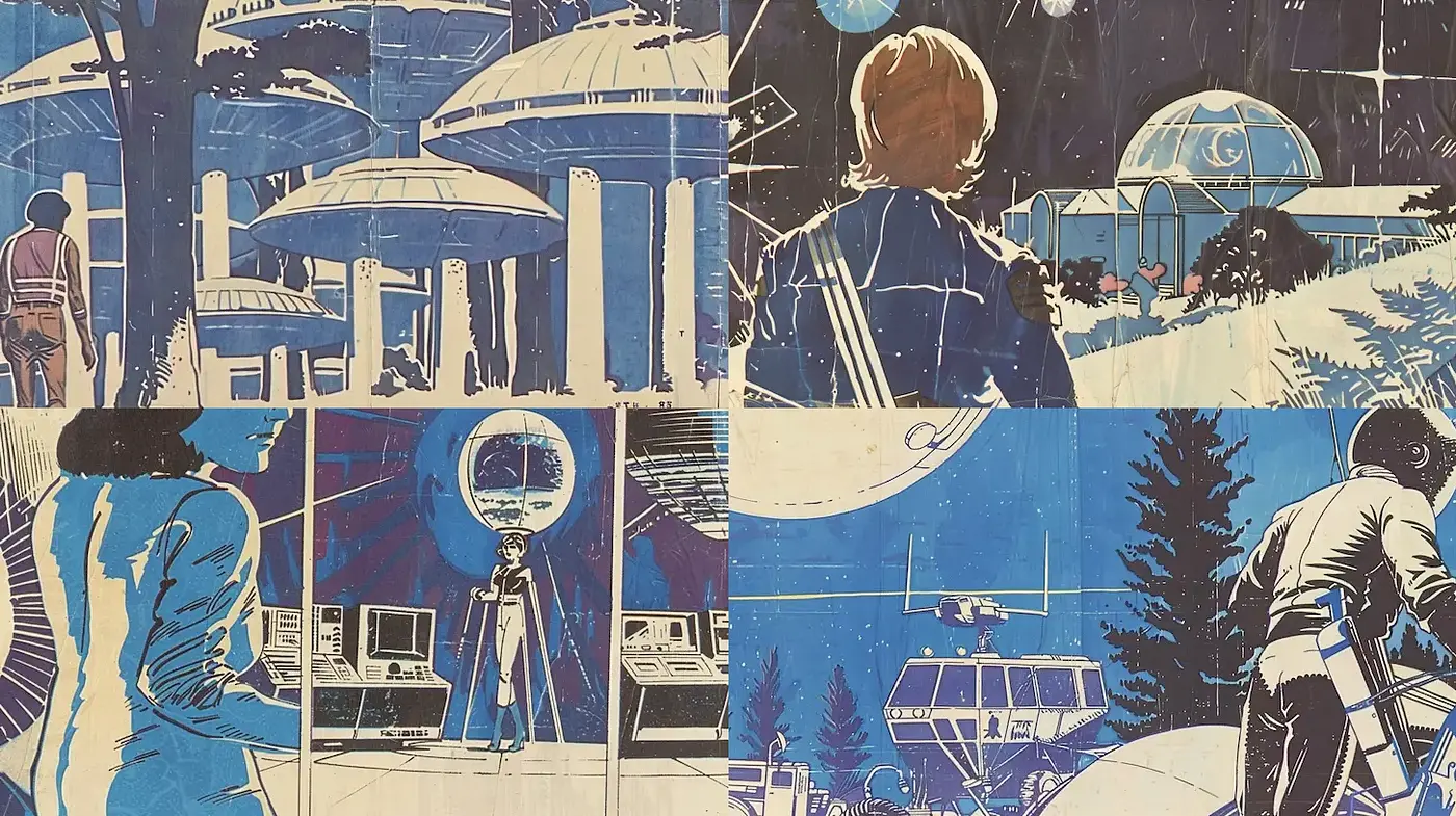 Futuristic Retro Style with a Cosmic Vibe - Midjourney sref style