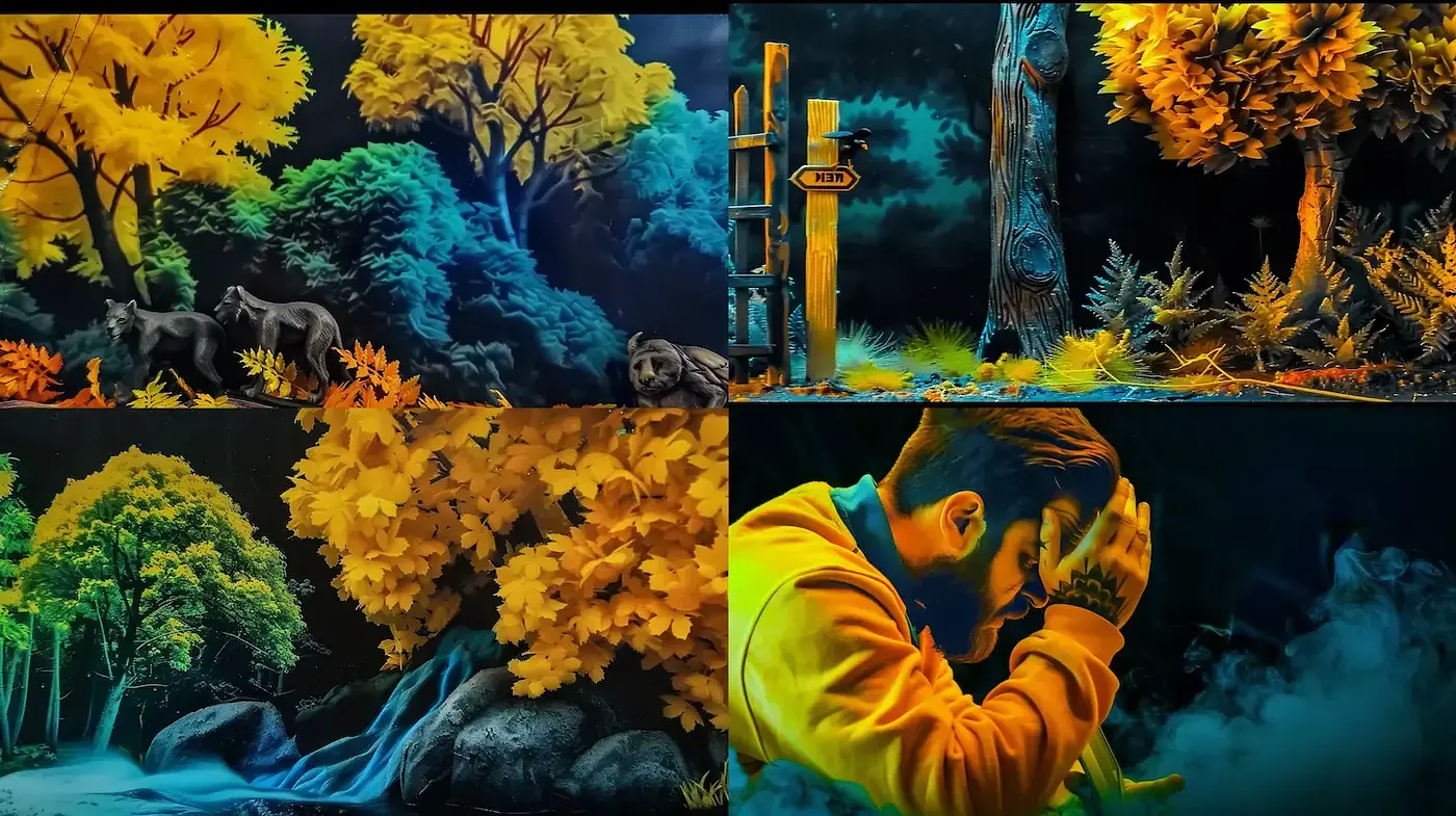 Vibrant and Textured Wilderness Inspired by Emotional Depth - Midjourney sref style