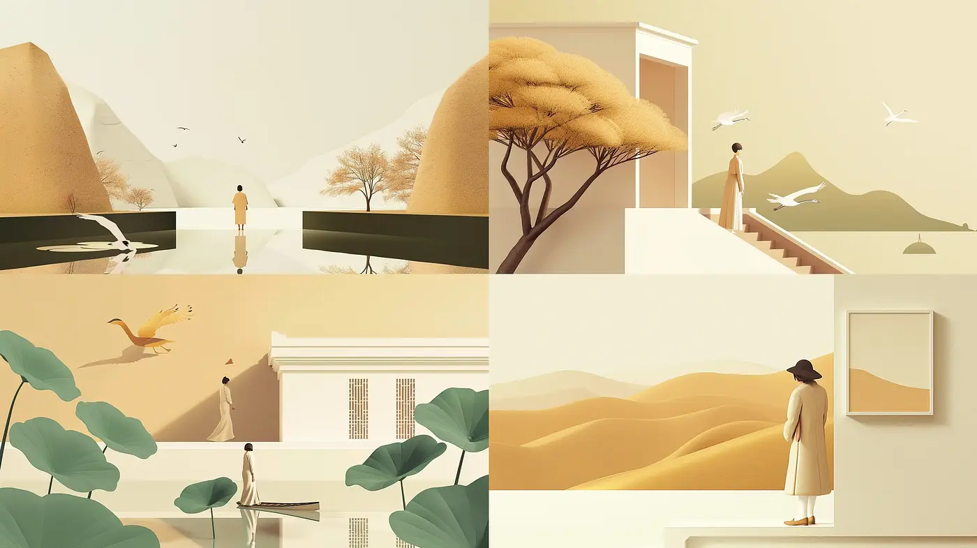 Serene Minimalist Vistas with Warm Tonal Harmony - Midjourney sref style
