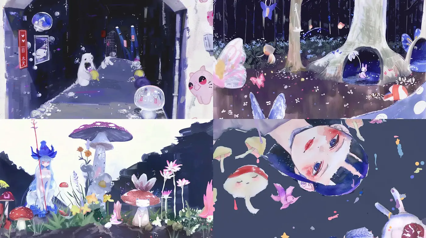 Enchanted Whimsy: A Fantastical Brushstroke Journey - Midjourney sref style