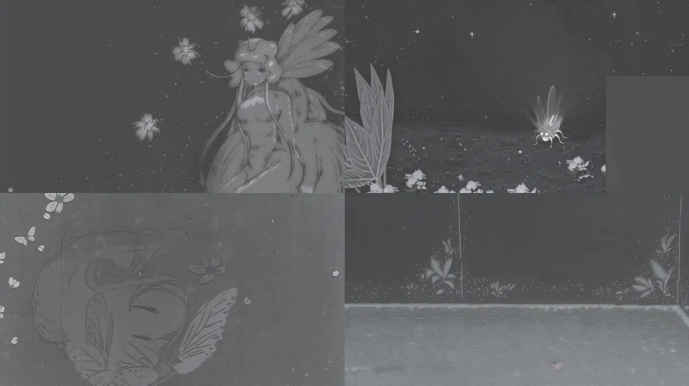 Monochromatic Ethereal Dreamscape with Nature Motifs - Midjourney sref style