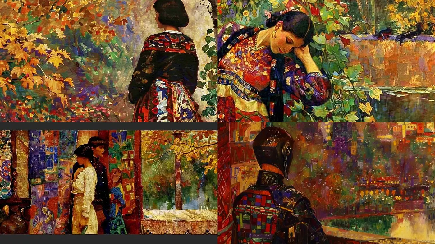 Warm Hues of Stylized Impressionism in Contemporary Digital Art - Midjourney sref style