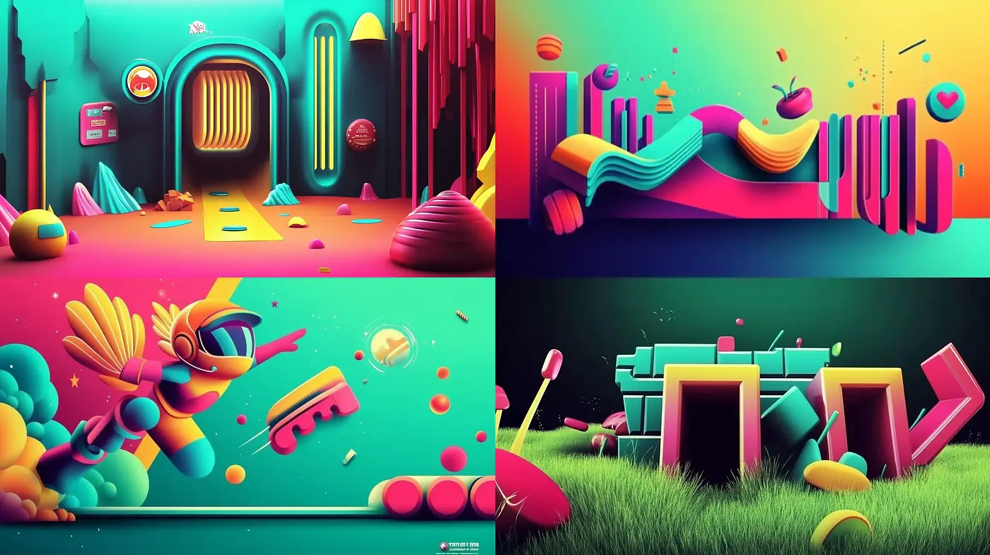 Surrealistic Dreamscape in Lush Neon: A Fusion of Fantasy and Vibrancy - Midjourney sref style