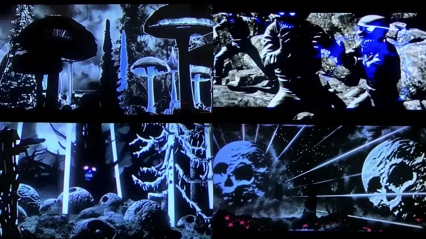 Surreal and Darkly Atmospheric Style with Monochromatic Elements - Midjourney sref style