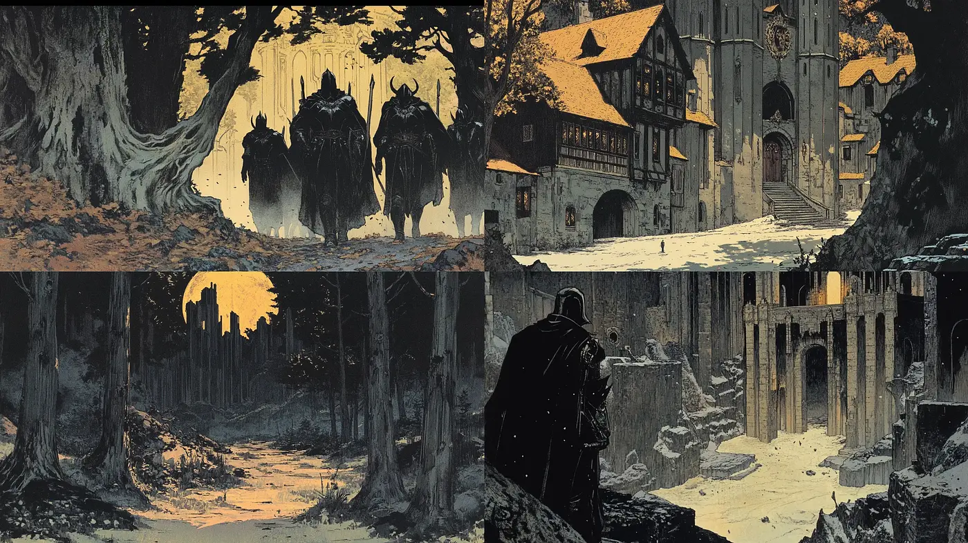 Ethereal Twilight: A Homage to Moody Storybook Illustrations - Midjourney sref style