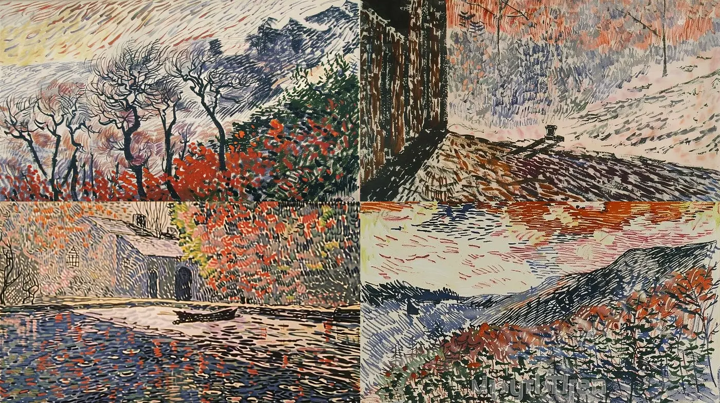 Impressionistic Brushwork and Vibrant Nature in Faux Van Gogh - Midjourney sref style