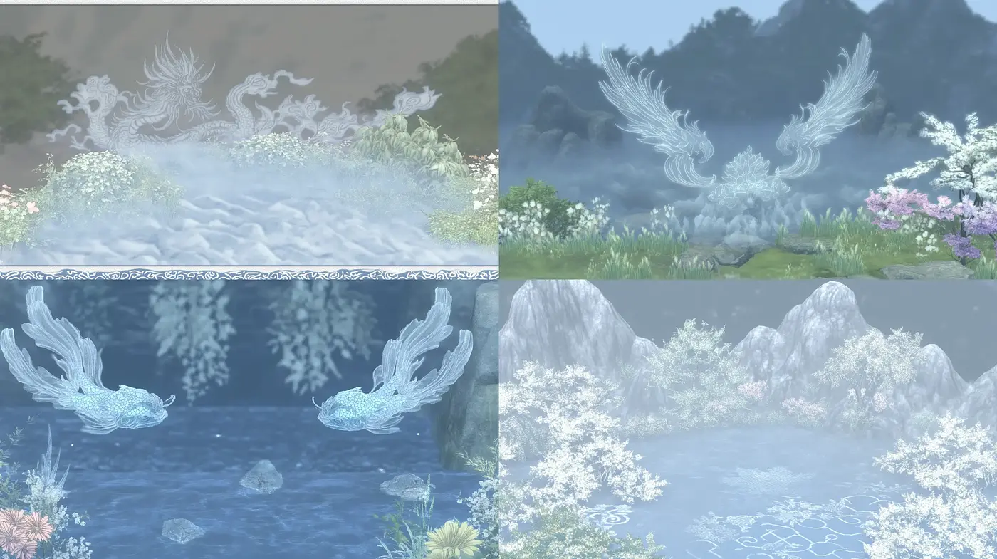 Ethereal Nature Tapestry with Phantasmagorical Overtones - Midjourney sref style