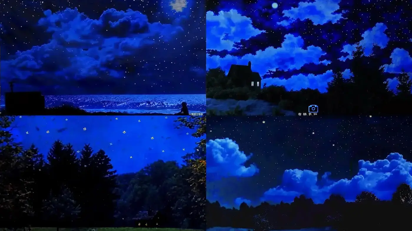 Dreamy Night Skies with Stars and Clouds in Various Composition - Midjourney sref style