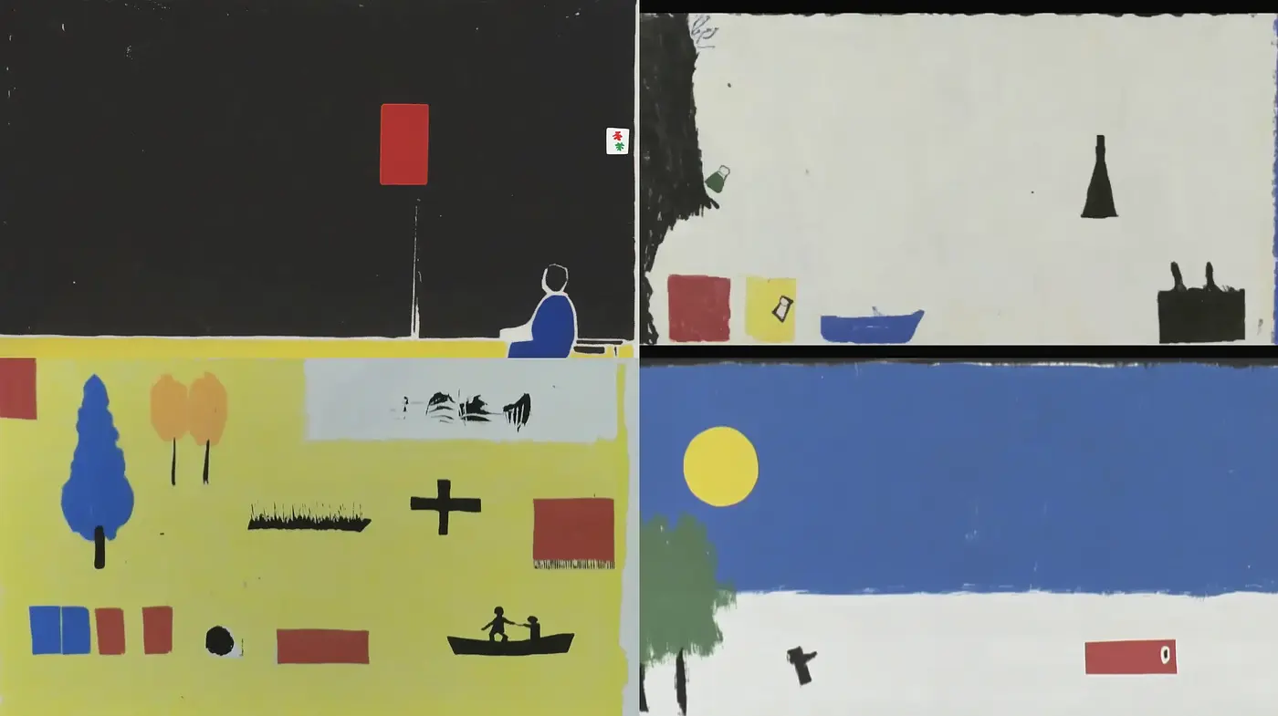 Abstract Simplicity with Bold Geometry and Contemplative Color Compositions - Midjourney sref style