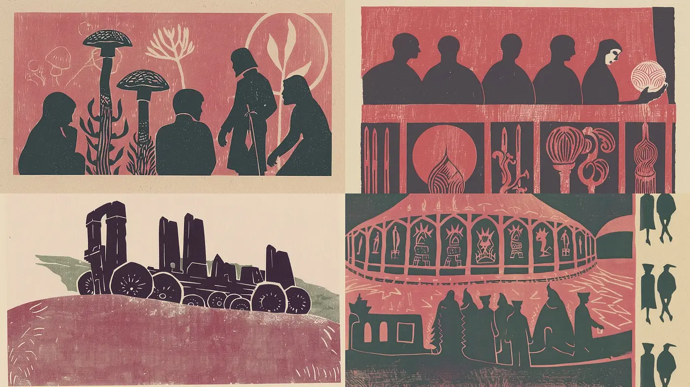 Enigmatic Silhouettes Embedded in Earthy Tonal Narratives - Midjourney sref style