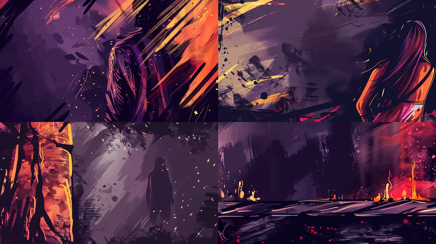 Dynamic Nocturnal Visions with a Vivid Contrast - Midjourney sref style