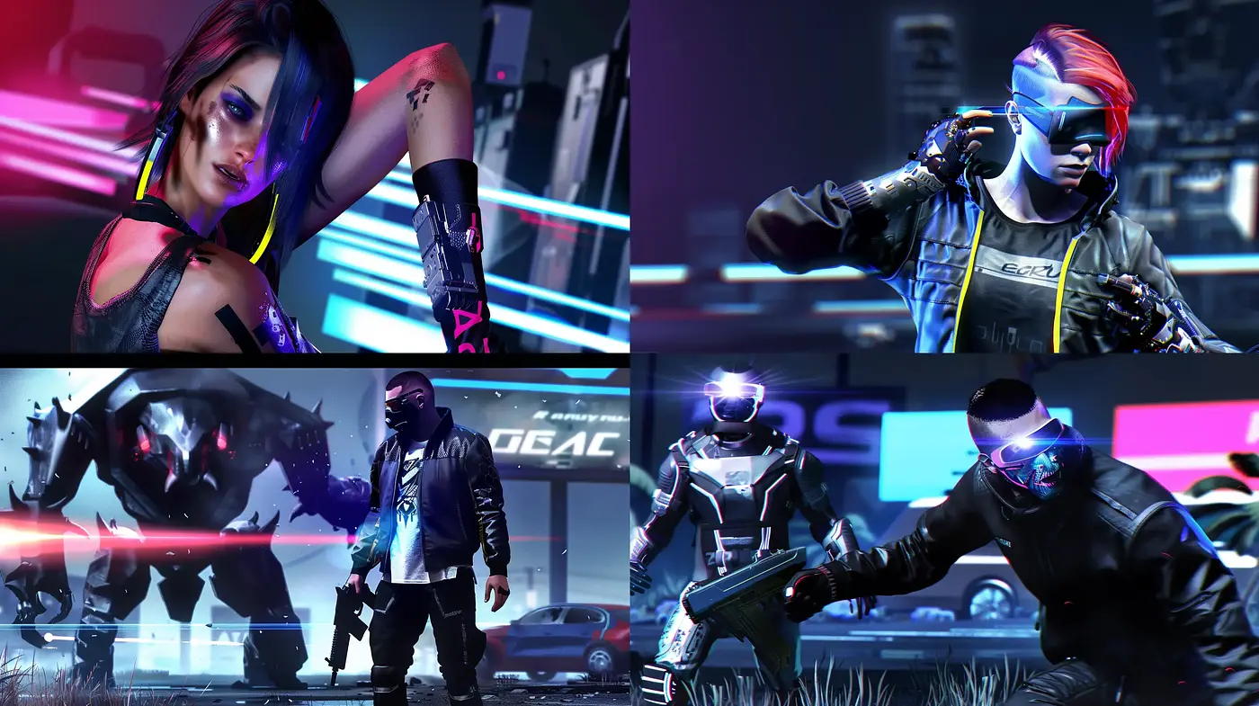 Futuristic Neon-Noir Aesthetic with Cyberpunk Influences - Midjourney sref style