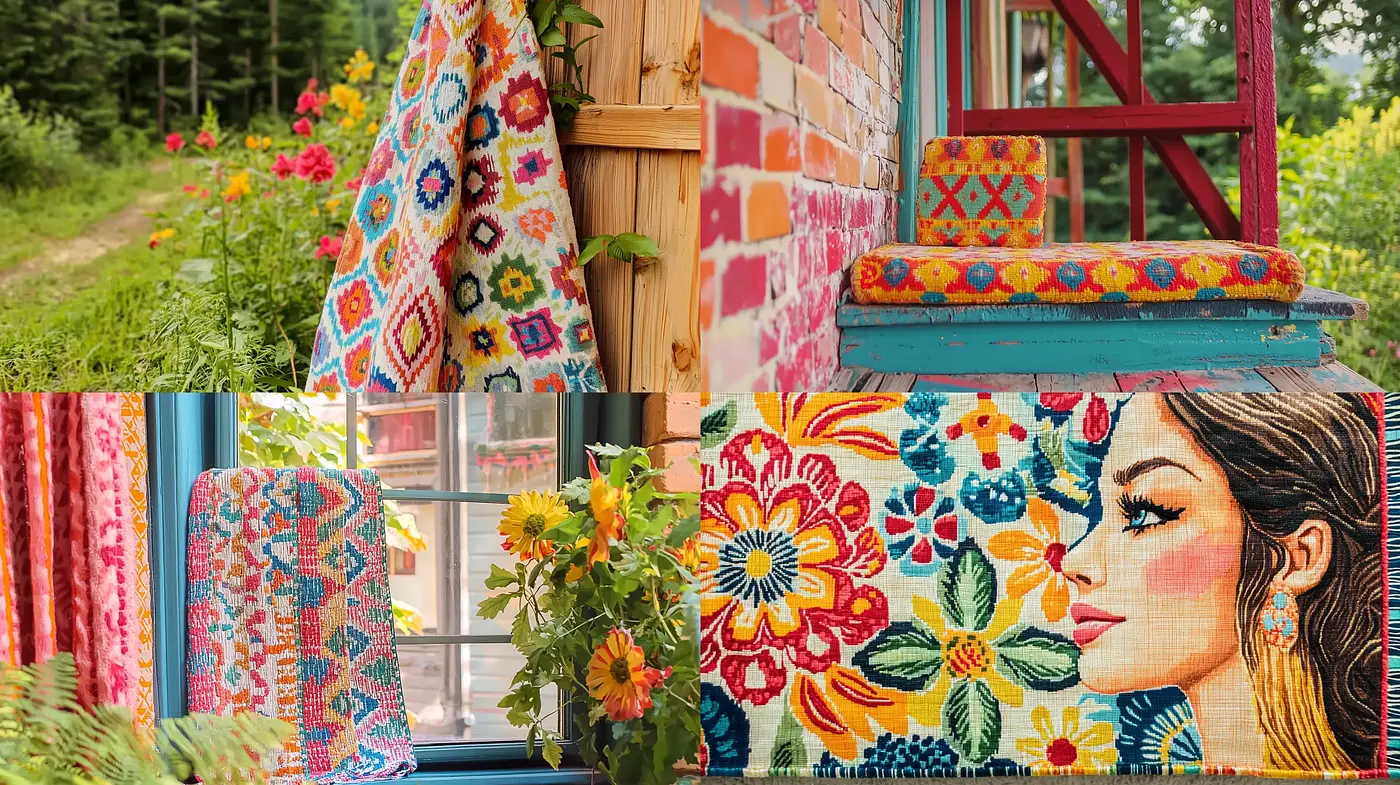 Vibrant Textile Melange with a Folk Art Essence - Midjourney sref style