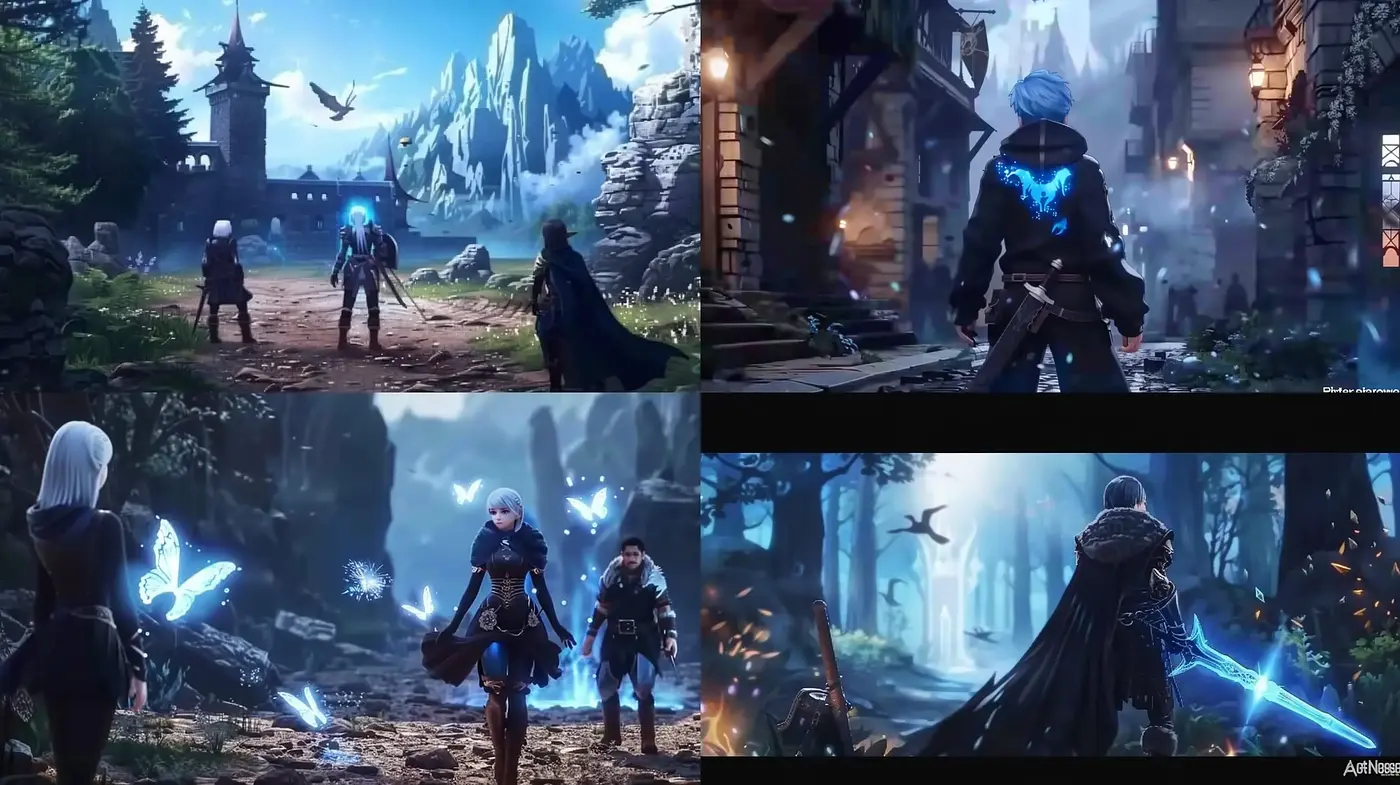 Ethereal Fantasy Elegance with Mystical Blue Accents - Midjourney sref style