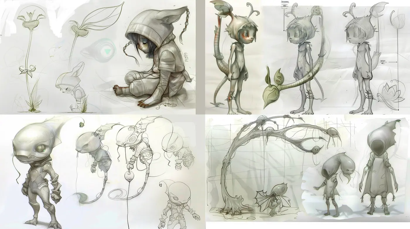 Ethereal Sketchbook Dreamscapes: A Fusion of Pencil Strokes and Watercolor Hues - Midjourney sref style