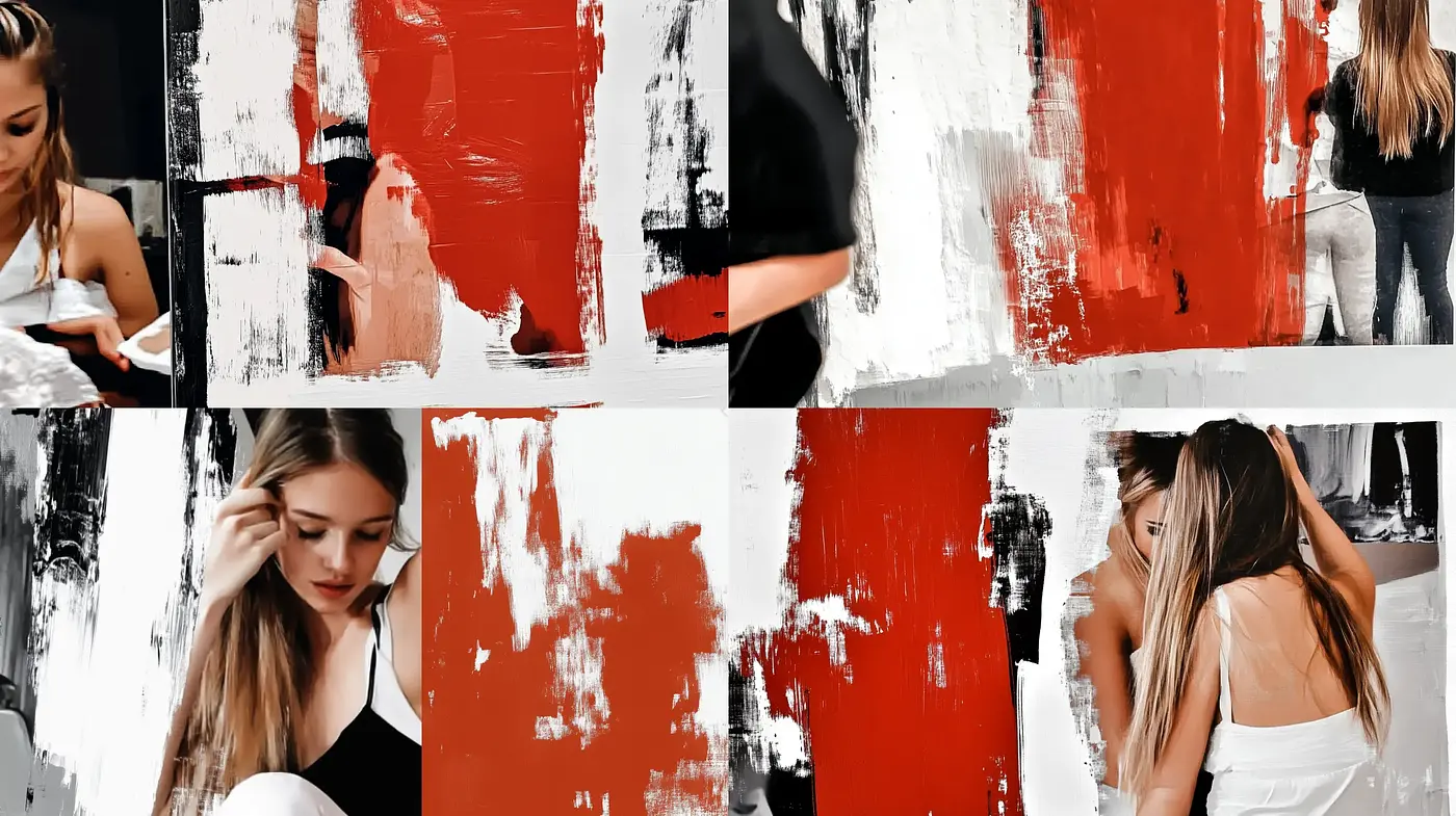Abstract Expressionist Brushstroke Fusion with Candid Photography - Midjourney sref style