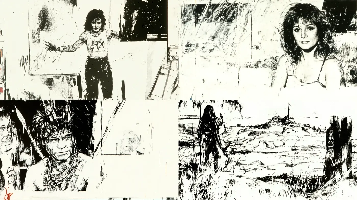 Abstracted Monochrome Expressions: A Fusion of Ink Blot Dynamism and Raw Textures - Midjourney sref style