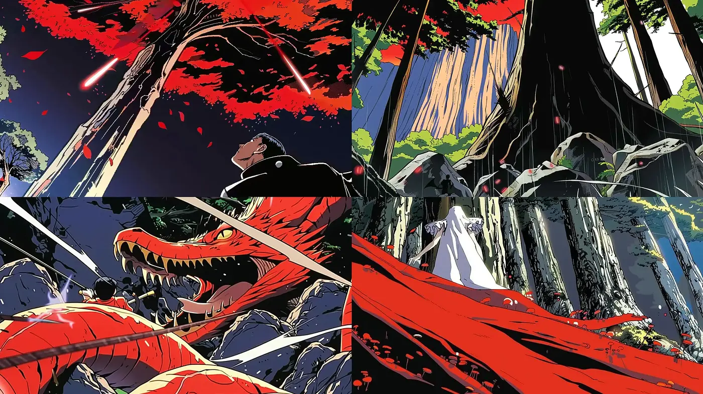 Dynamic Brushstrokes in Vivid Nature Inspired Graphic Illustrations - Midjourney sref style