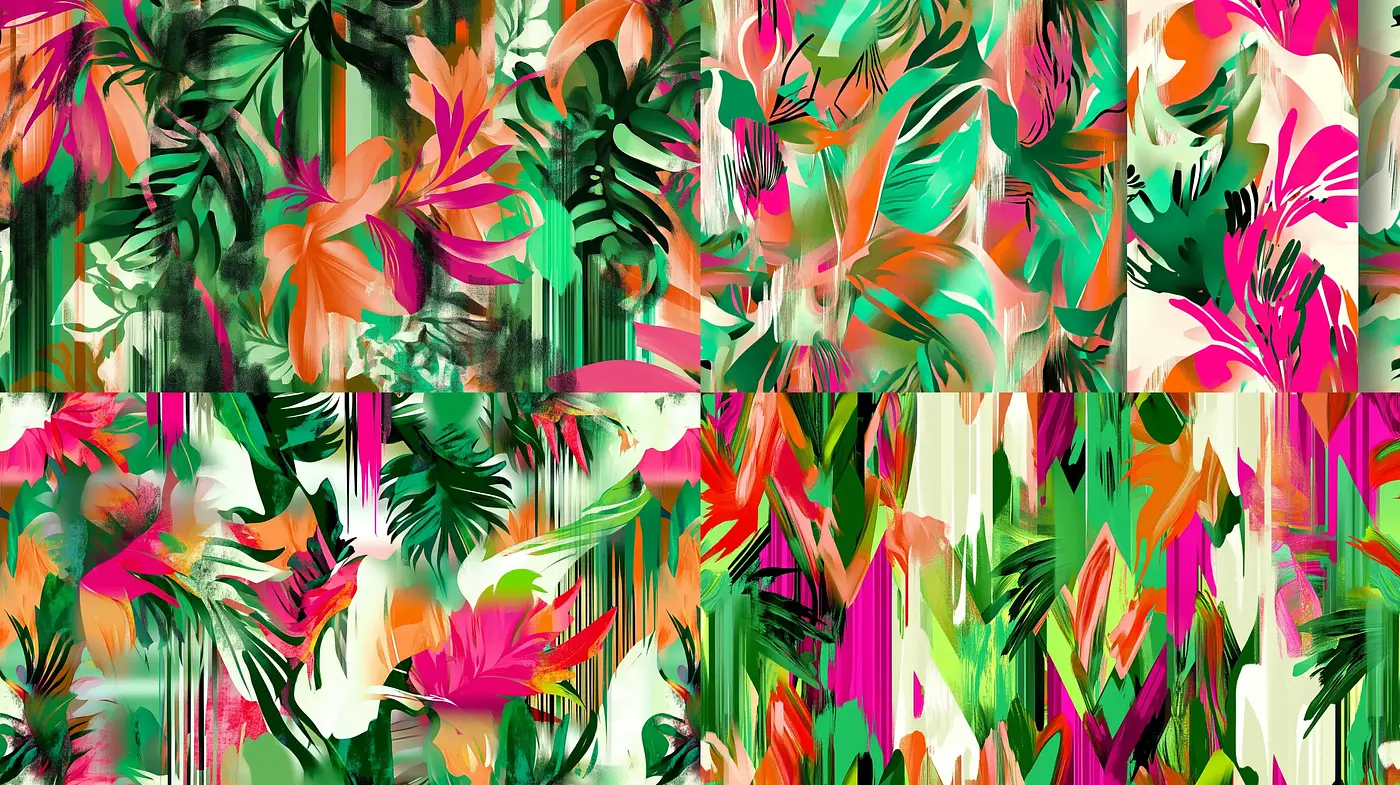 Exuberant Tropical Foliage in Abstract Expressionism - Midjourney sref style