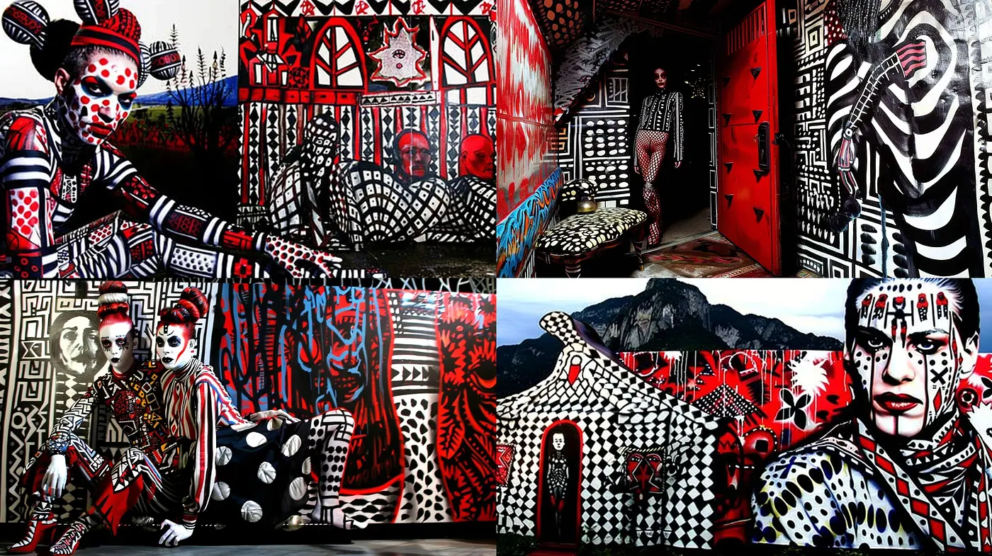 Abstract Geometric Symphonies in Black and Red - Midjourney sref style