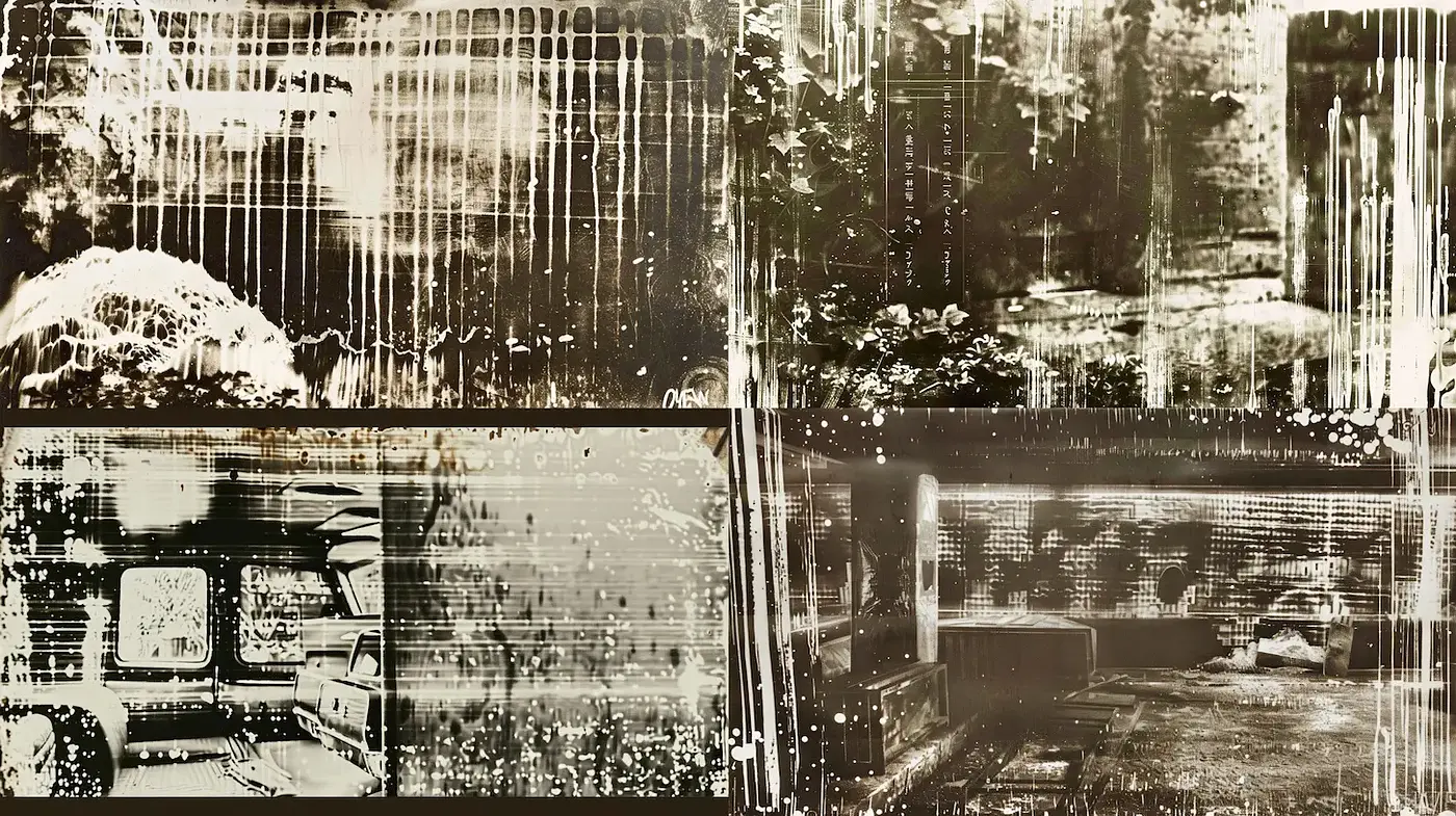 Moody and Textured Black-and-White Imagery with Organic and Abstract Elements - Midjourney sref style