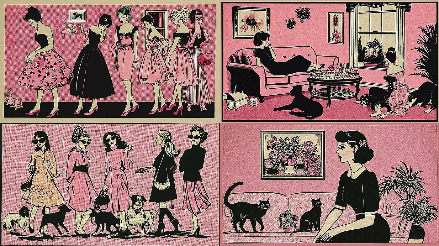 Stylized vintage illustrations with a playful and nostalgic ambiance - Midjourney sref style