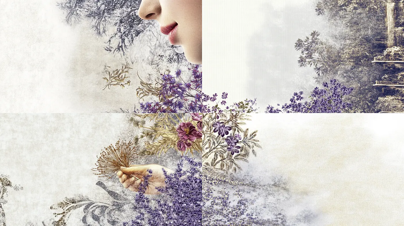 Ethereal Floral Elegance with Vintage Textures and a Dreamlike Atmosphere - Midjourney sref style
