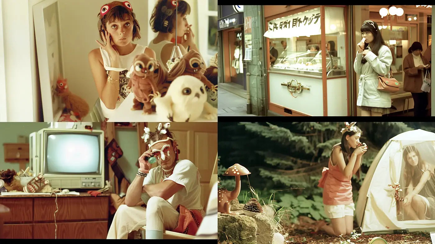 Retro Cinematic Glow with Whimsical Surrealism - Midjourney sref style