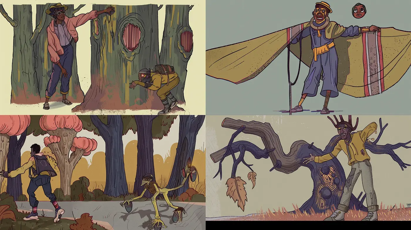 Mystical Adventure in Stylized Earth Tones - Midjourney sref style