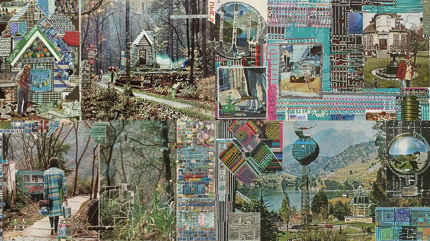 Eclectic visual tapestry of color and texture with a nostalgic essence - Midjourney sref style
