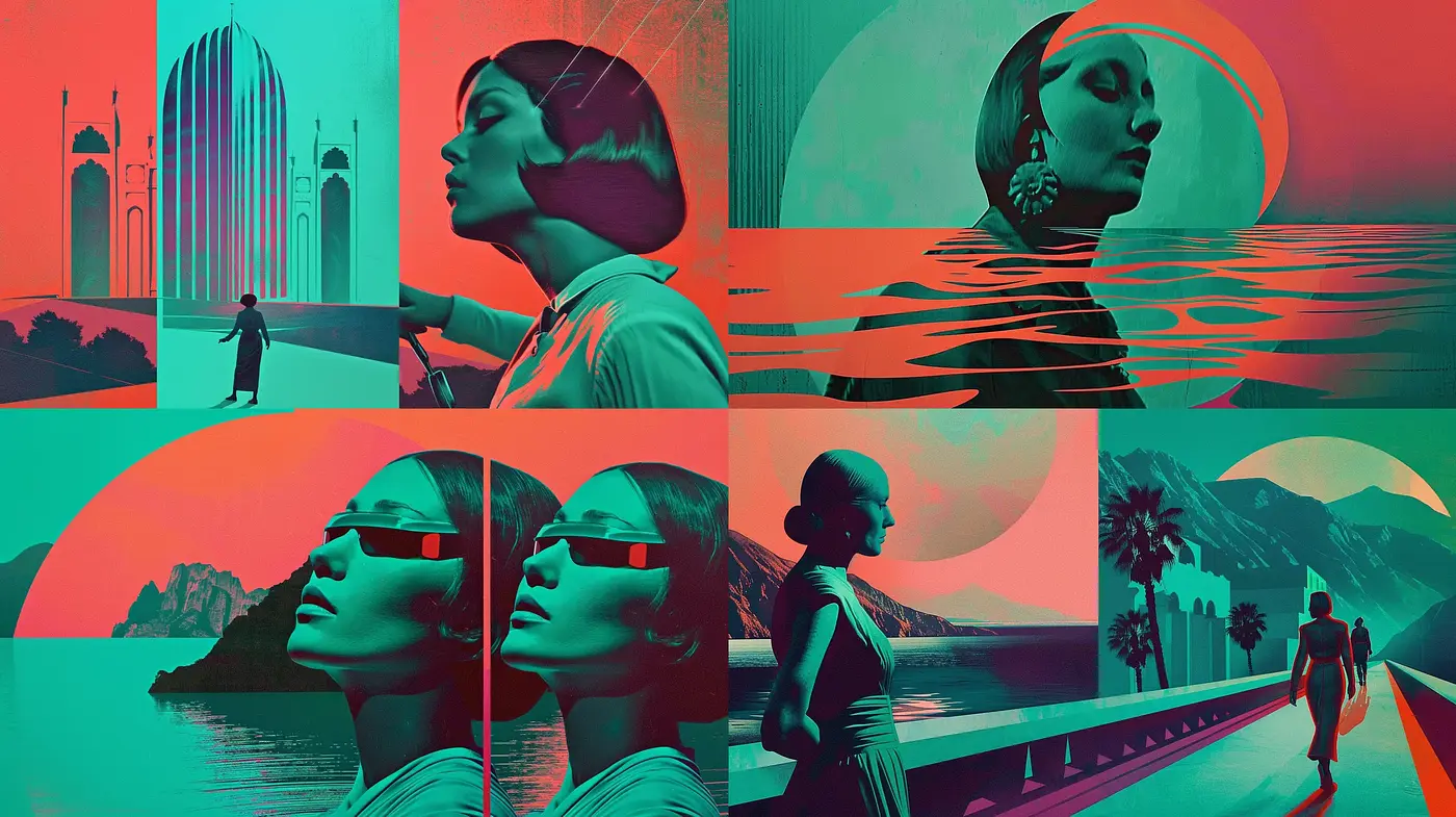 Deco-Era Dreamscape: A Retrofuturistic Synthesis of Art Deco and Vaporwave Aesthetics - Midjourney sref style
