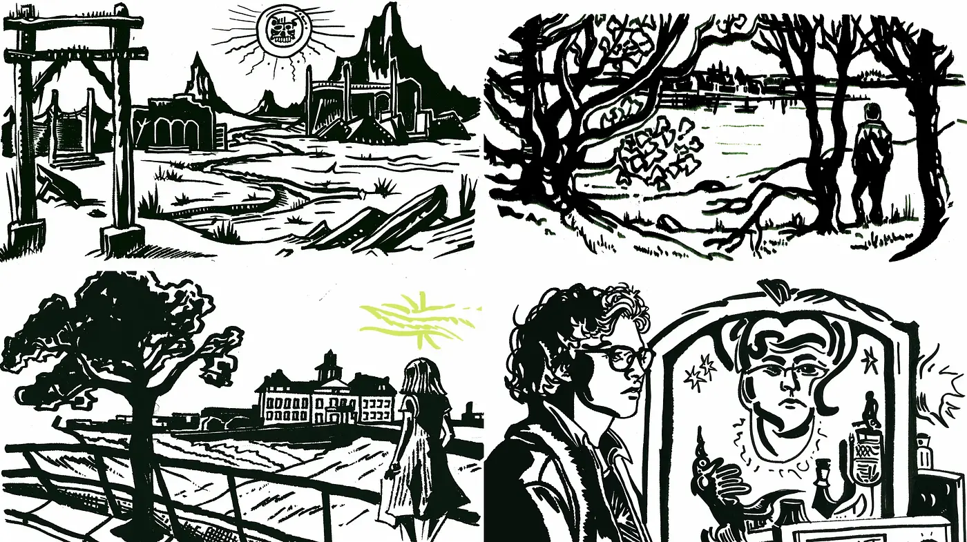 Monochromatic Woodcut Nostalgia: A Revival of Vintage Storybook Illustrations - Midjourney sref style