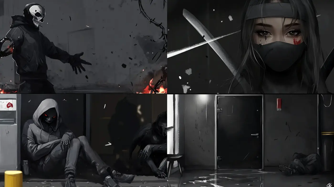 Monochromatic Melancholia: A Study in Grayscale Urban Surrealism - Midjourney sref style