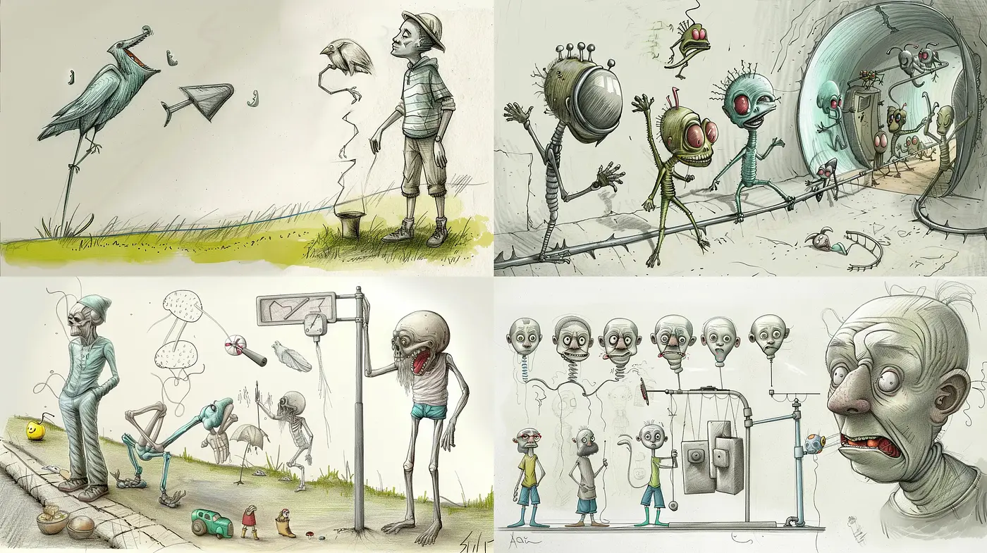 Surreal Whimsical Storybook Illustrations - Midjourney sref style
