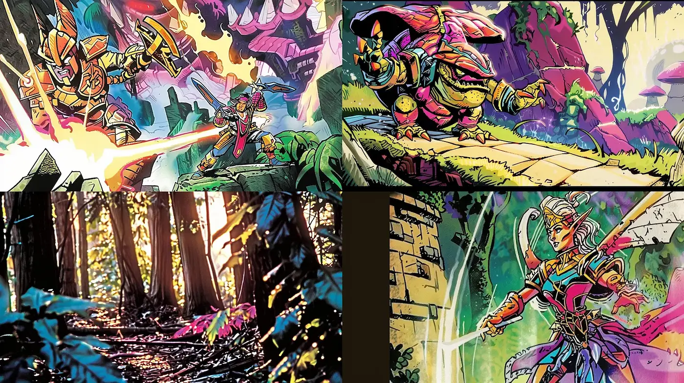 Vibrant and Dynamic Fantasy Landscapes with a Whimsical Touch - Midjourney sref style